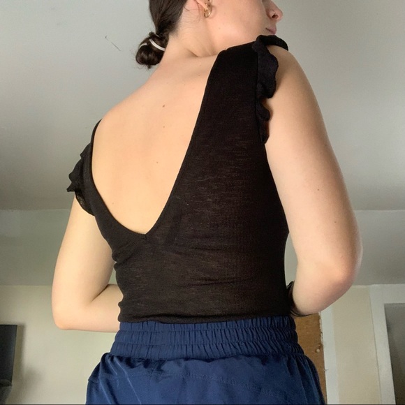 Urban Outfitters Flutter Sleeve Sheer Bodysuit - Picture 2 of 8